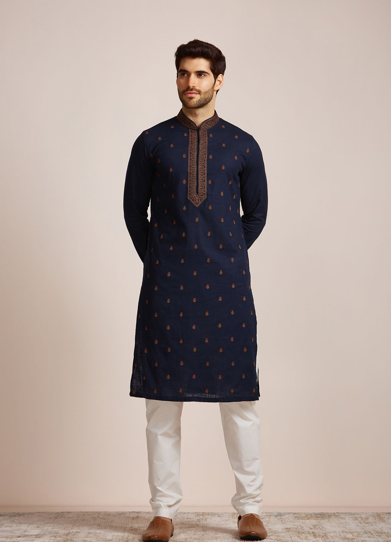 Manyavar Men Midnight Black Kurta Set