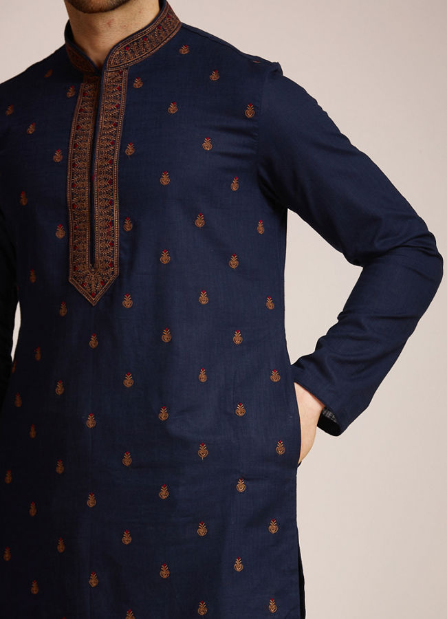 Manyavar Men Midnight Black Kurta Set