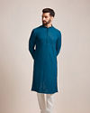 Manyavar Men Feroze Blue Chikankari Kurta Set