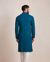 alt message - Manyavar Men Feroze Blue Chikankari Kurta Set image number 4