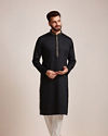 Manyavar Men Midnight Black Kurta Set