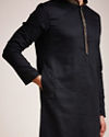 alt message - Manyavar Men Midnight Black Kurta Set image number 2