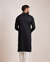 alt message - Manyavar Men Midnight Black Kurta Set image number 4