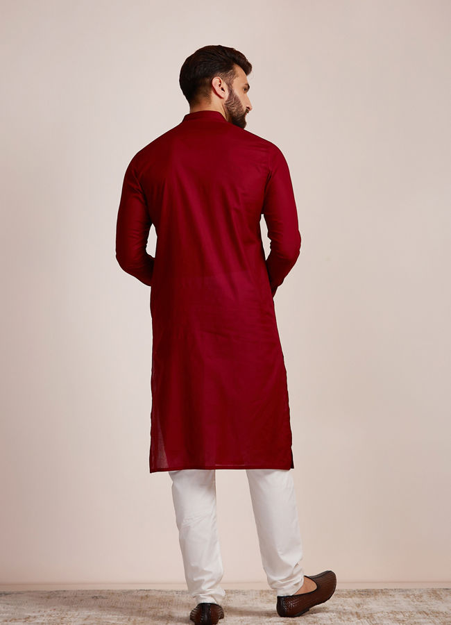 Manyavar Men Dark Maroon Kurta Set