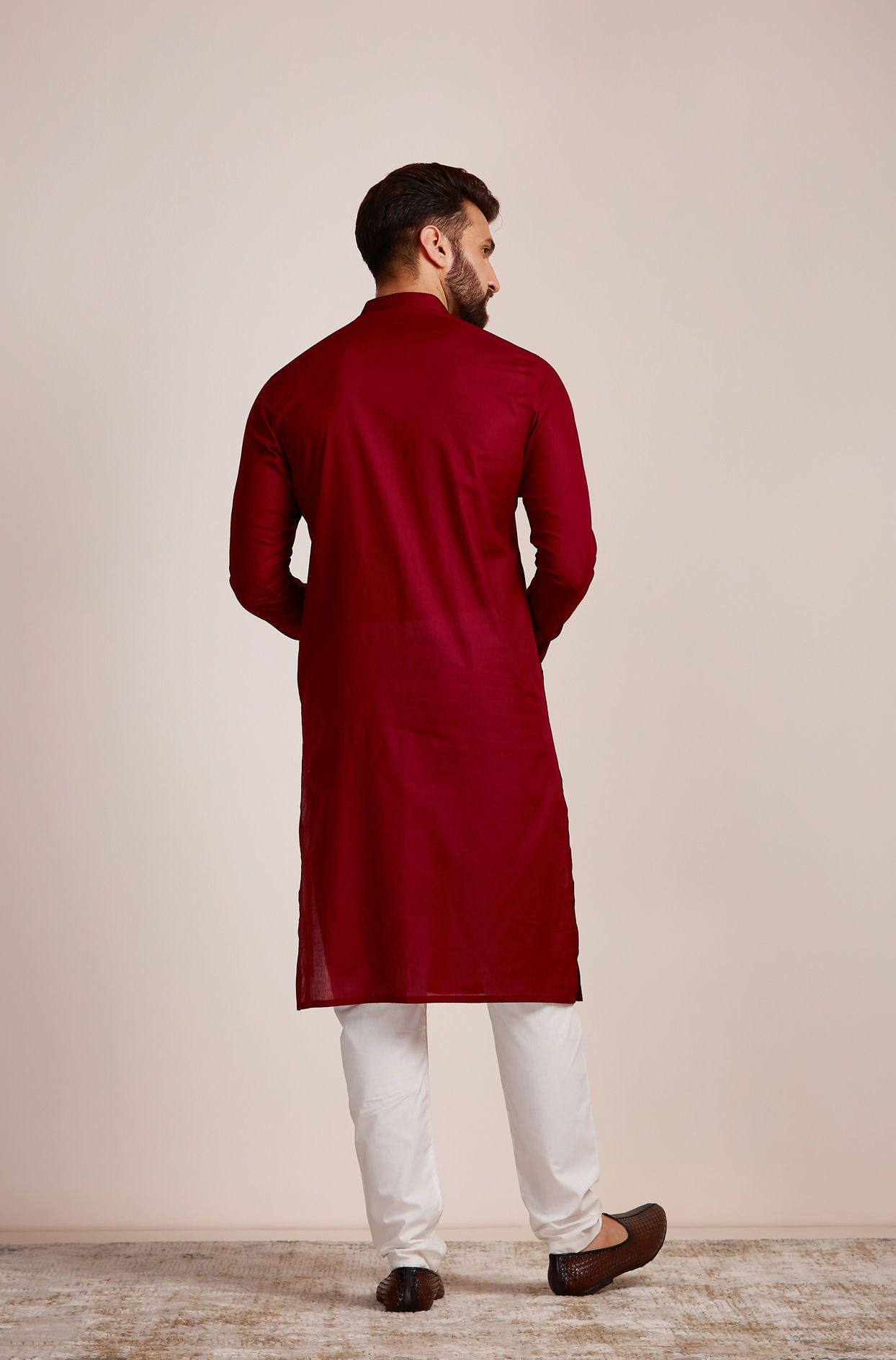 Manyavar Men Dark Maroon Kurta Set