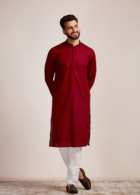 Manyavar Men Dark Maroon Kurta Set