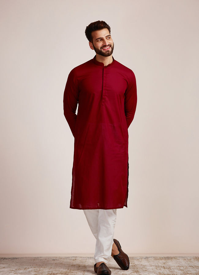 Manyavar Men Dark Maroon Kurta Set