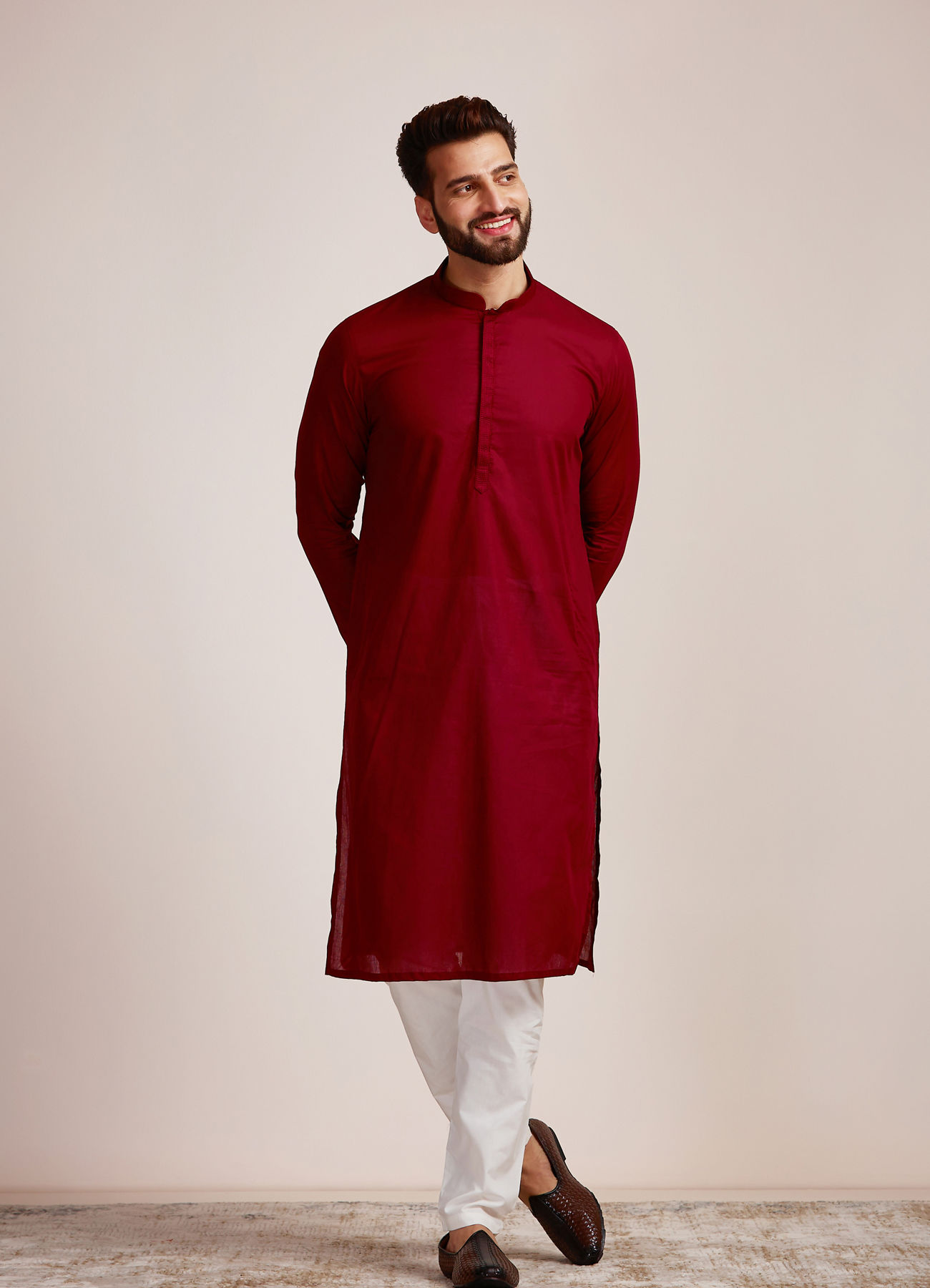 Manyavar Men Dark Maroon Kurta Set