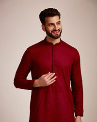 Manyavar Men Dark Maroon Kurta Set