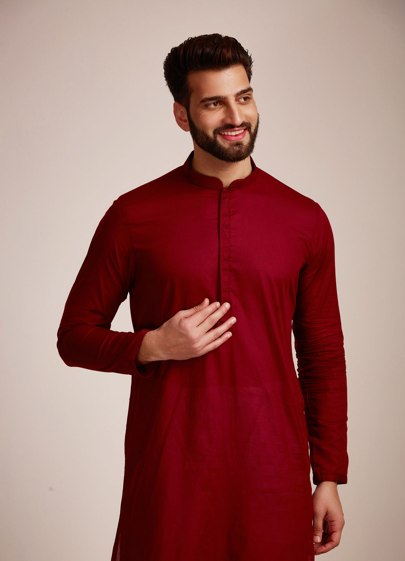 Manyavar Men Dark Maroon Kurta Set