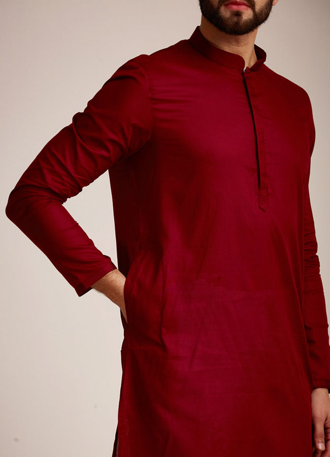 Manyavar Men Dark Maroon Kurta Set