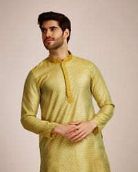 Manyavar Men Green Jacquard Patterned Kurta Set