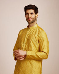 Manyavar Men Mustard Yellow Sequined Kurta Set