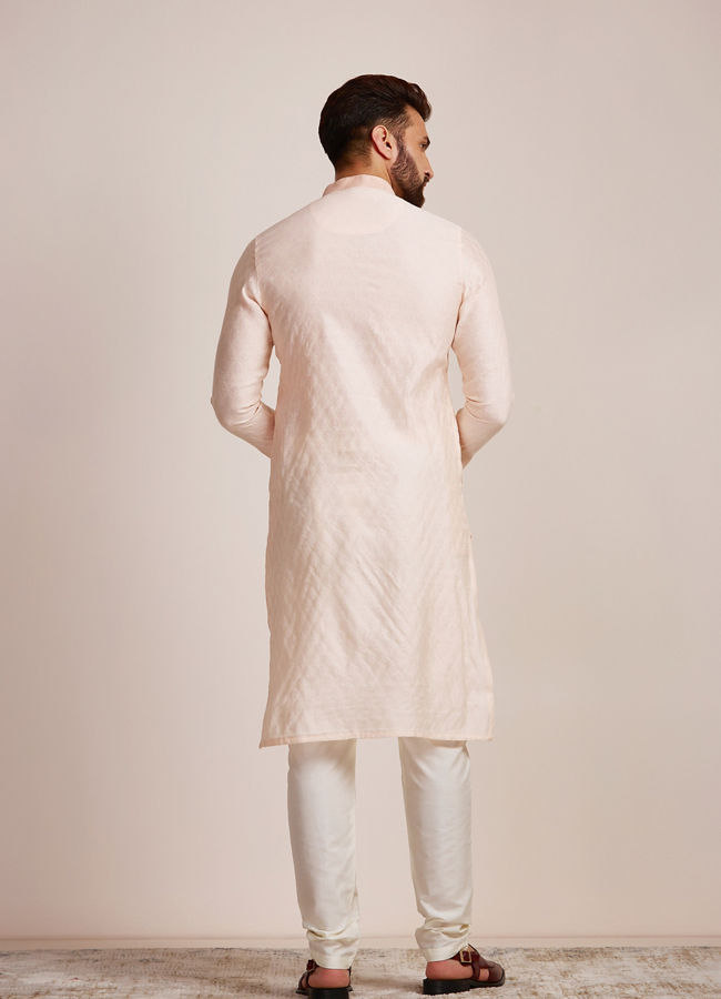 Manyavar Men Royal Pink Jacquard Kurta Set