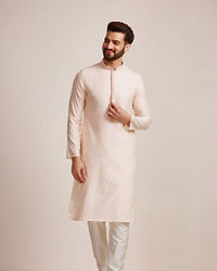 Manyavar Men Royal Pink Jacquard Kurta Set