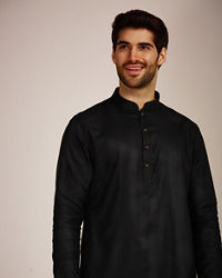 Manyavar Men Dusky Black Kurta Set