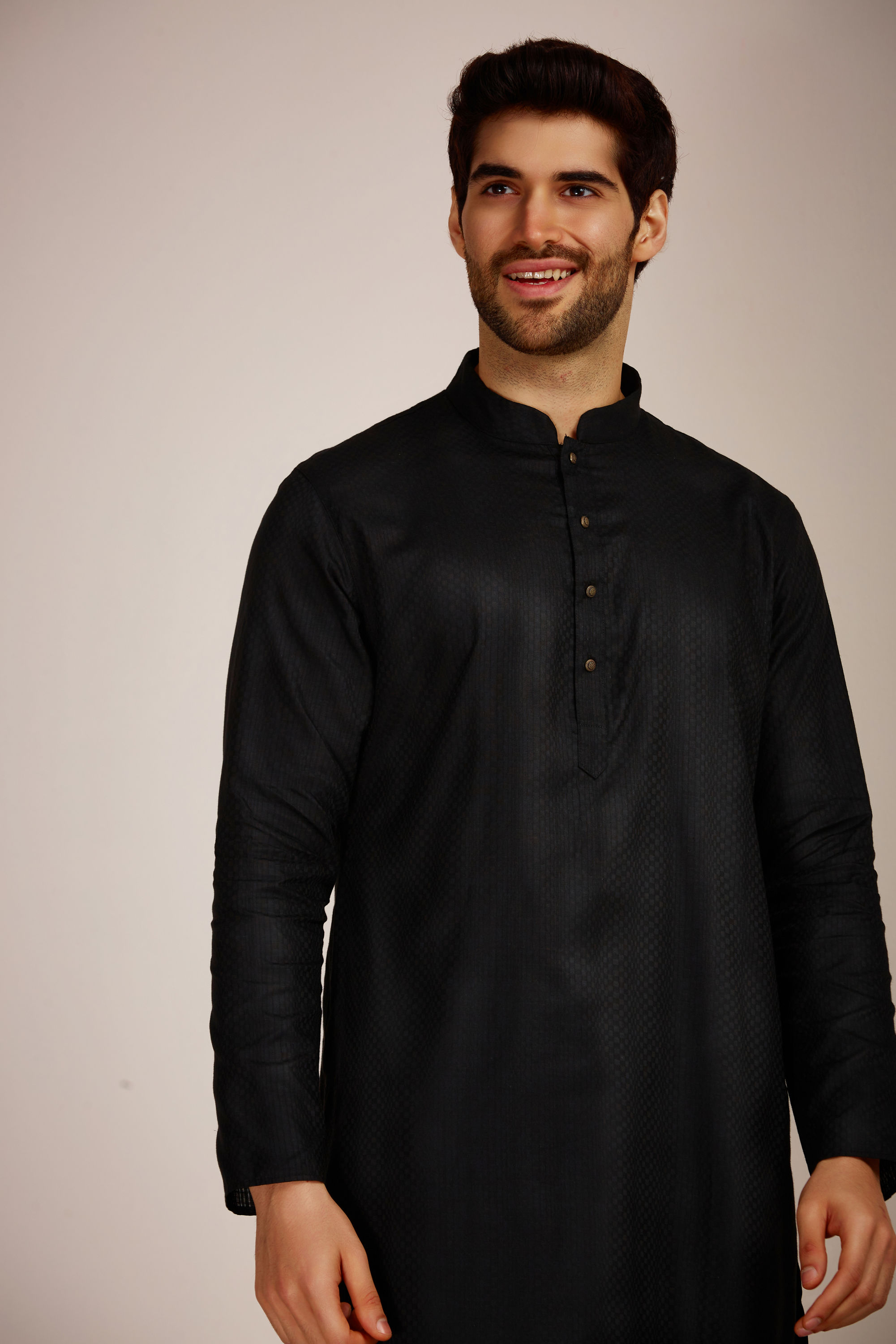 Manyavar Men Dusky Black Kurta Set