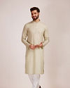 Manyavar Men Light Pista Patterned Kurta Set 
