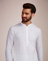 Pristine White Wave Patterned Kurta Set