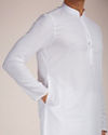 Manyavar Men Pristine White Wave Patterned Kurta Set