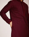 Manyavar Men Wine Red Kurta Set