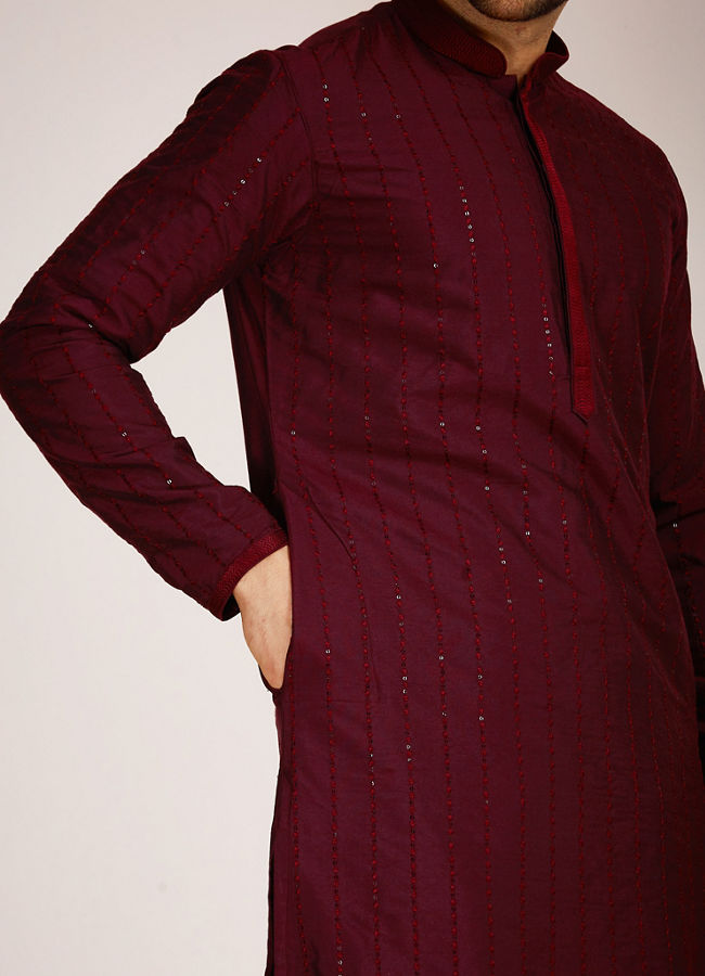 Wine Red Kurta Set image number 2