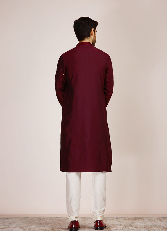 Wine Red Kurta Set image number 4