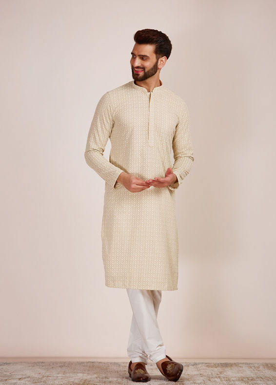 Manyavar Men Biscuit Kurta Set