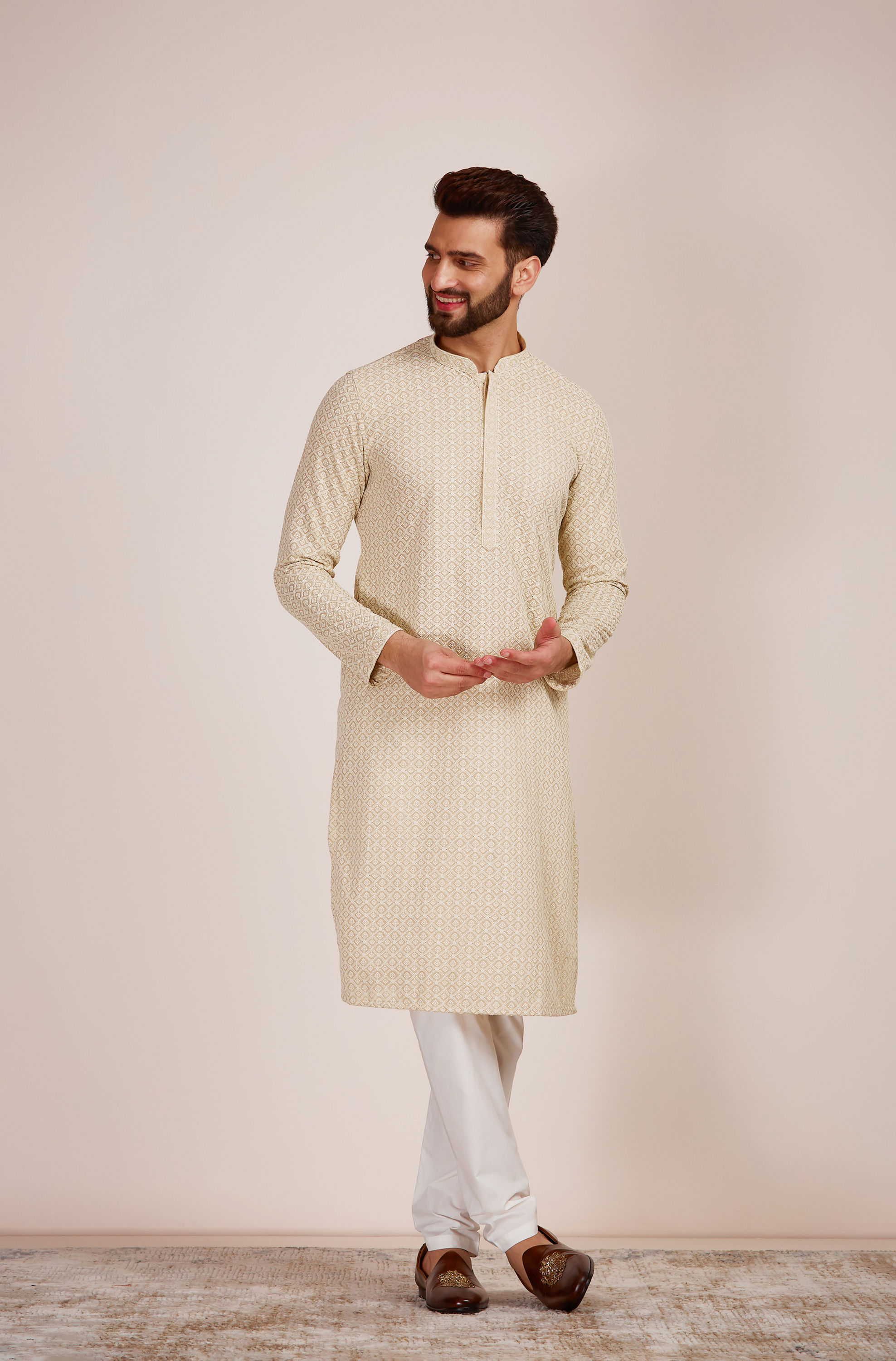 Manyavar Men Biscuit Kurta Set