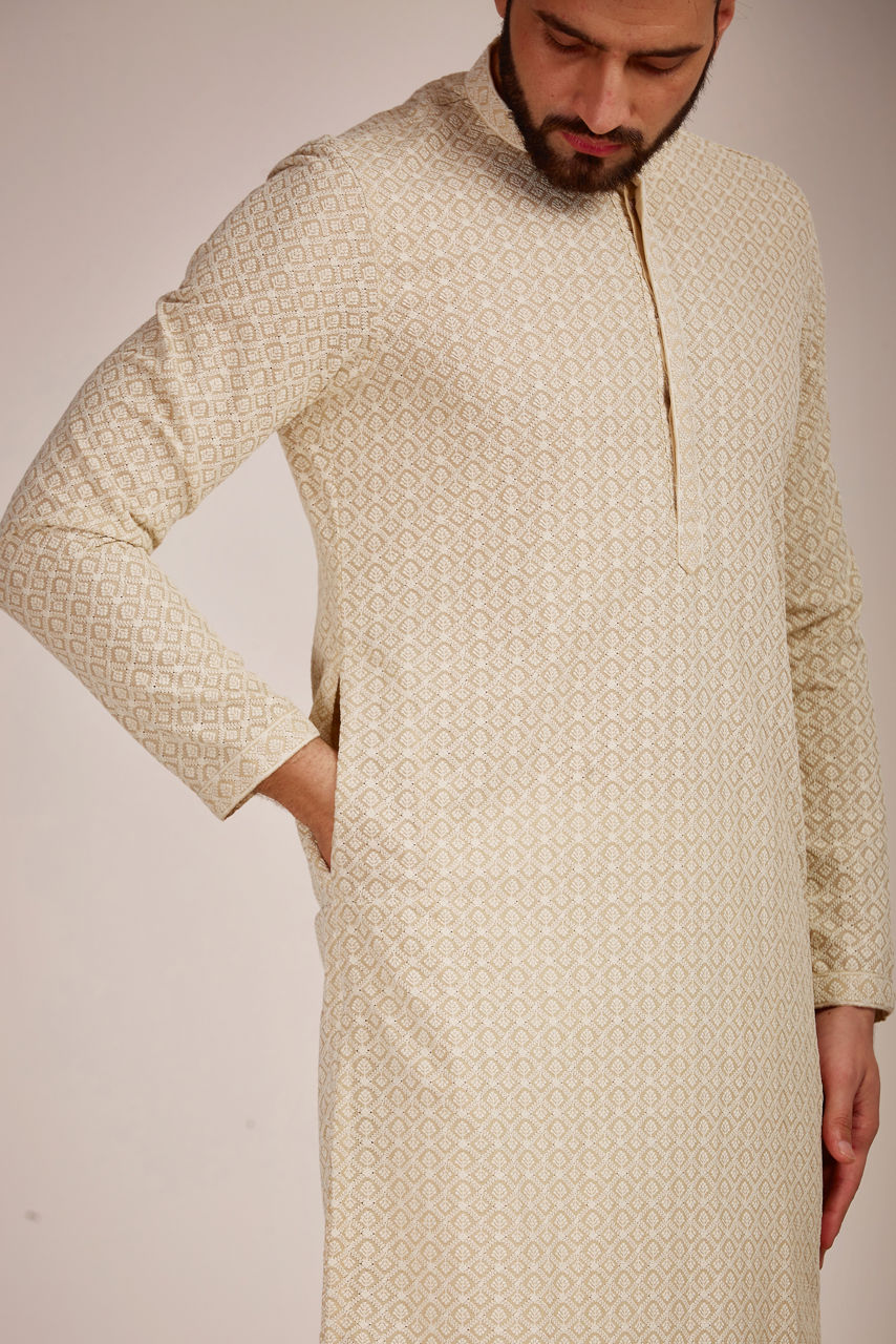 Manyavar Men Biscuit Kurta Set