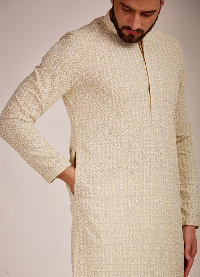 Manyavar Men Biscuit Kurta Set