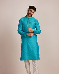 Manyavar Men Aqua Blue Kurta Set