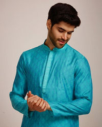 Manyavar Men Aqua Blue Kurta Set