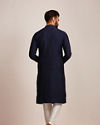 alt message - Manyavar Men Navy Blue Sequined Kurta Set image number 4