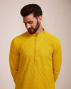 alt message - Manyavar Men Mustard Yellow Kurta Set image number 0