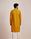 alt message - Manyavar Men Mustard Yellow Embroidered Kurta Set image number 4