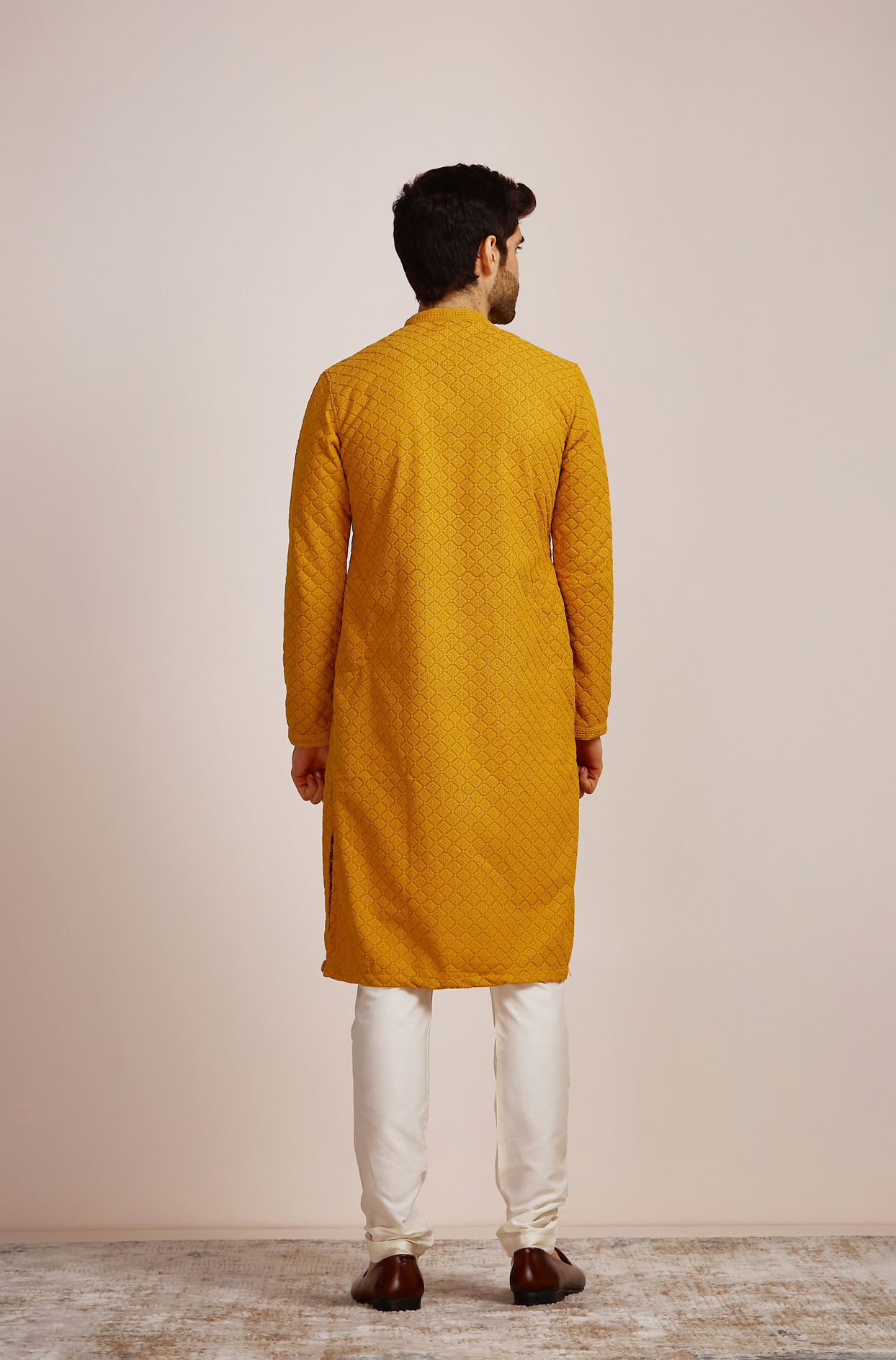 Mustard Yellow Embroidered Kurta Set image number 4