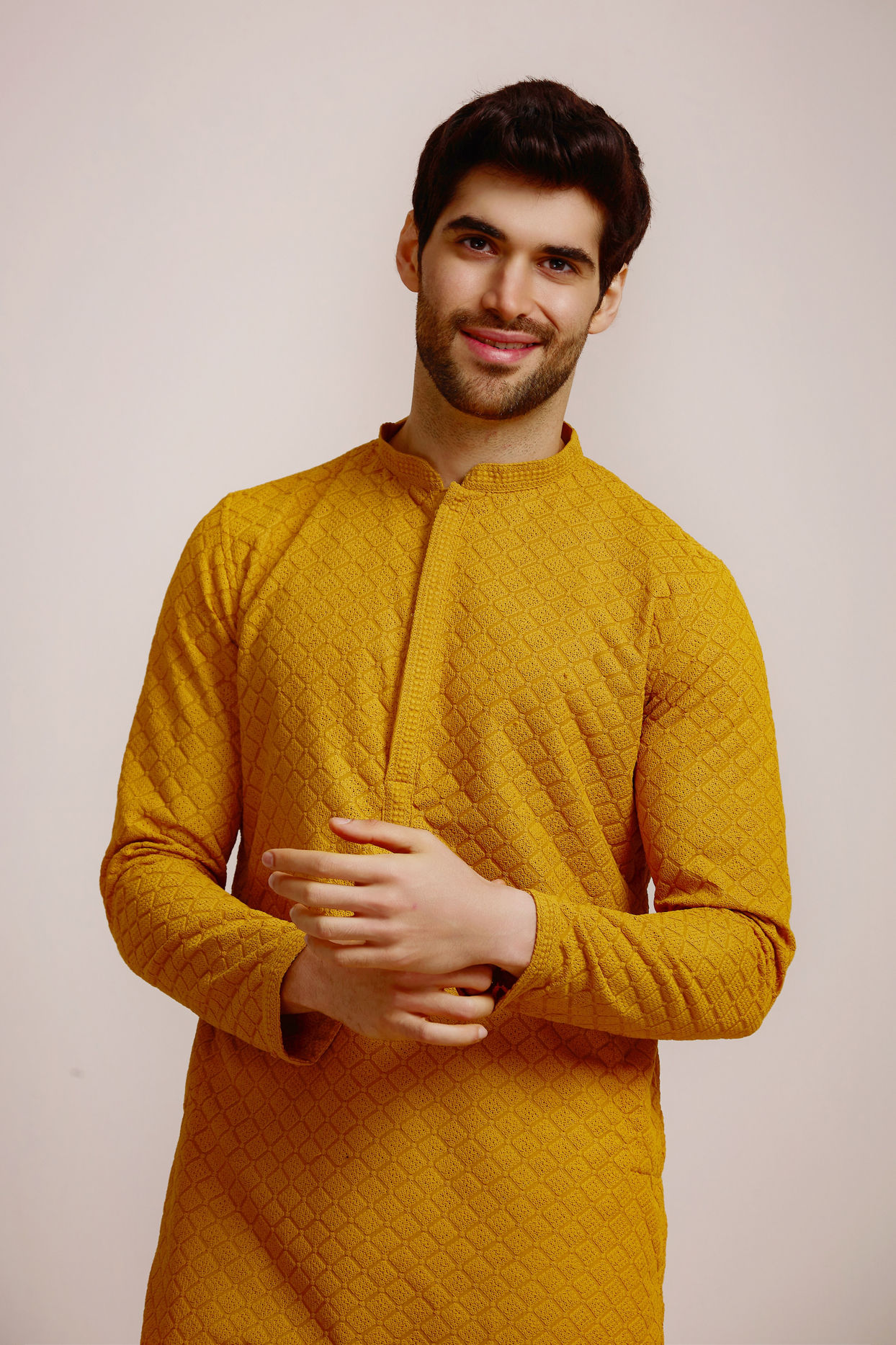 Buy Mustard Yellow Embroidered Kurta Set Online in India Manyavar