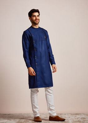 Sophisticated Blue Chequred Kurta  image number 3