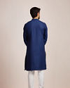 Manyavar Men Sophisticated Blue Chequred Kurta 