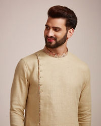 Manyavar Men Biscuit Kurta With Designed Collar 