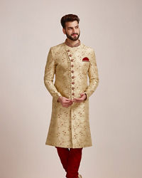 Manyavar Men Sublime Cream Sherwani Set