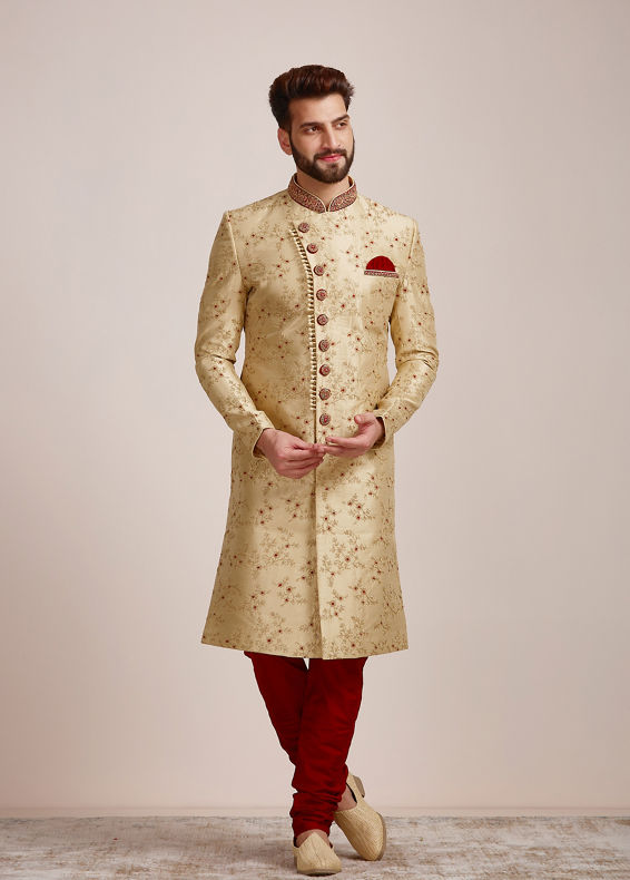 Manyavar Men Sublime Cream Sherwani Set
