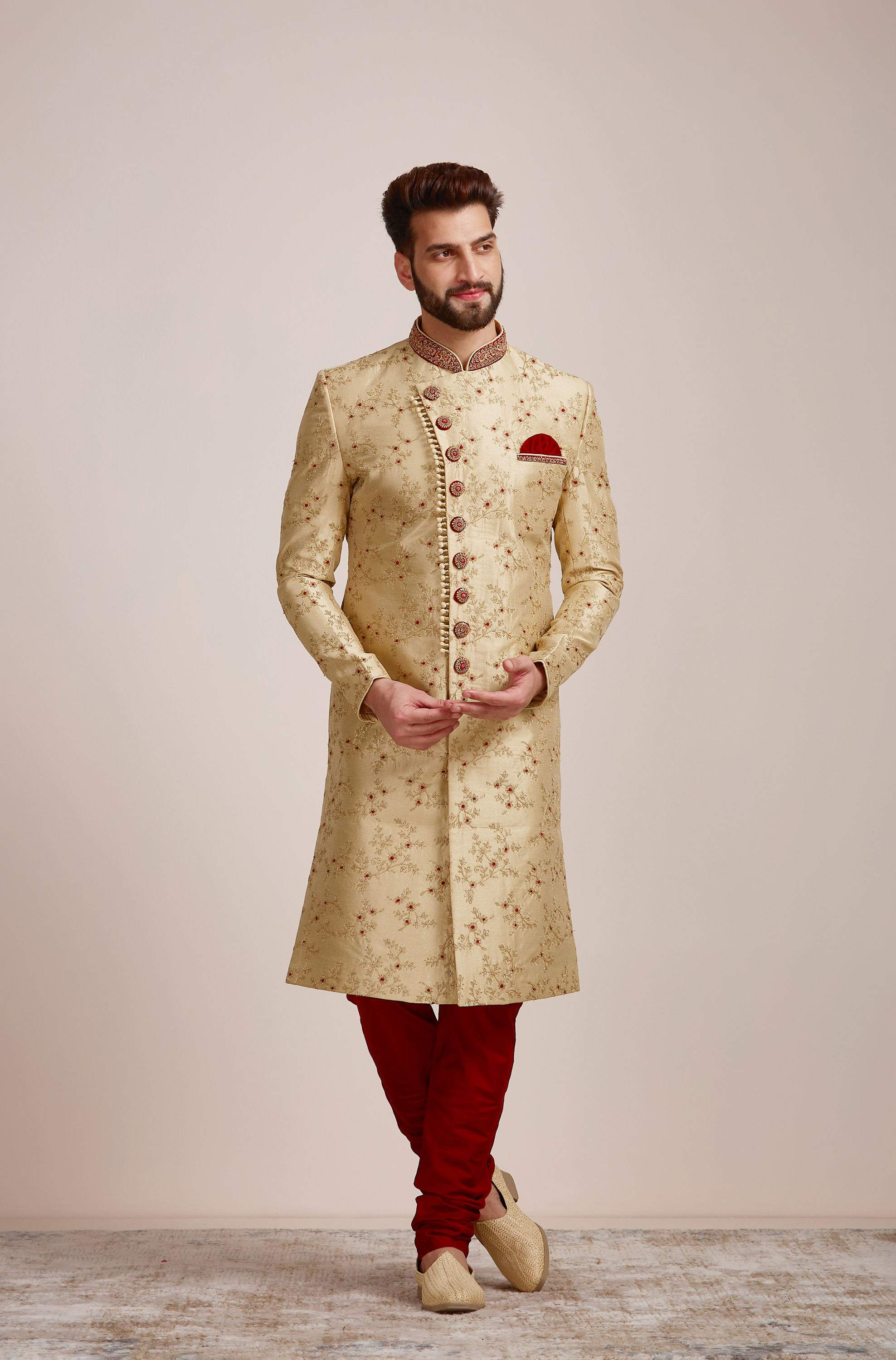 Manyavar Men Sublime Cream Sherwani Set