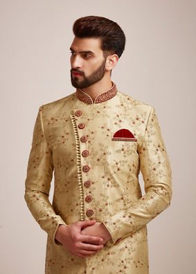 Manyavar Men Sublime Cream Sherwani Set