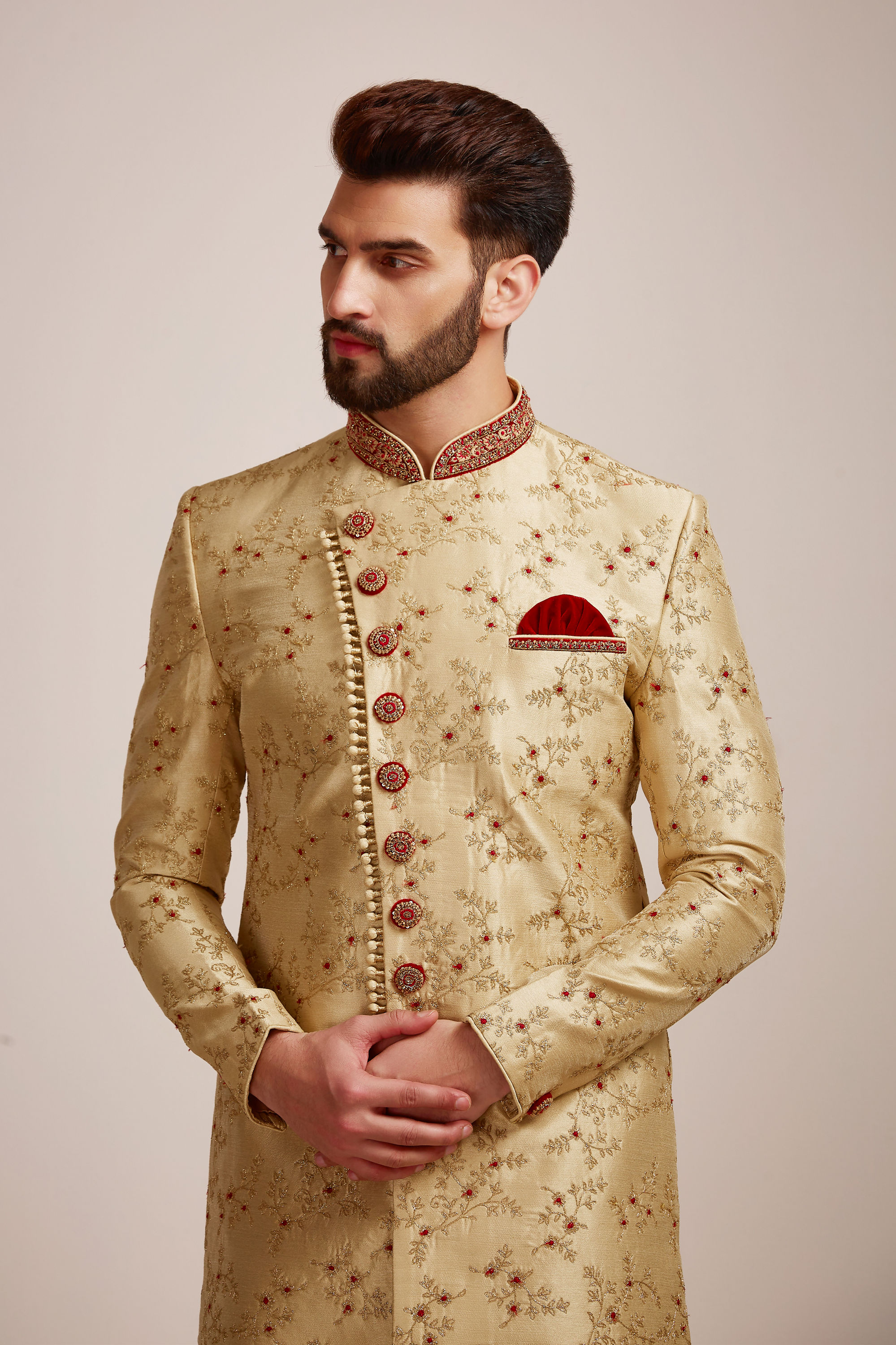 Manyavar Men Sublime Cream Sherwani Set