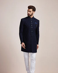 Manyavar Men Midnight Black Indo Western Set