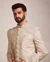 Beige Biscuit Patterned Sherwani Set image number 0