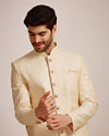 Beige Biscuit Patterned Sherwani Set