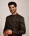 alt message - Manyavar Men Dusty Black Indo Western Set image number 0